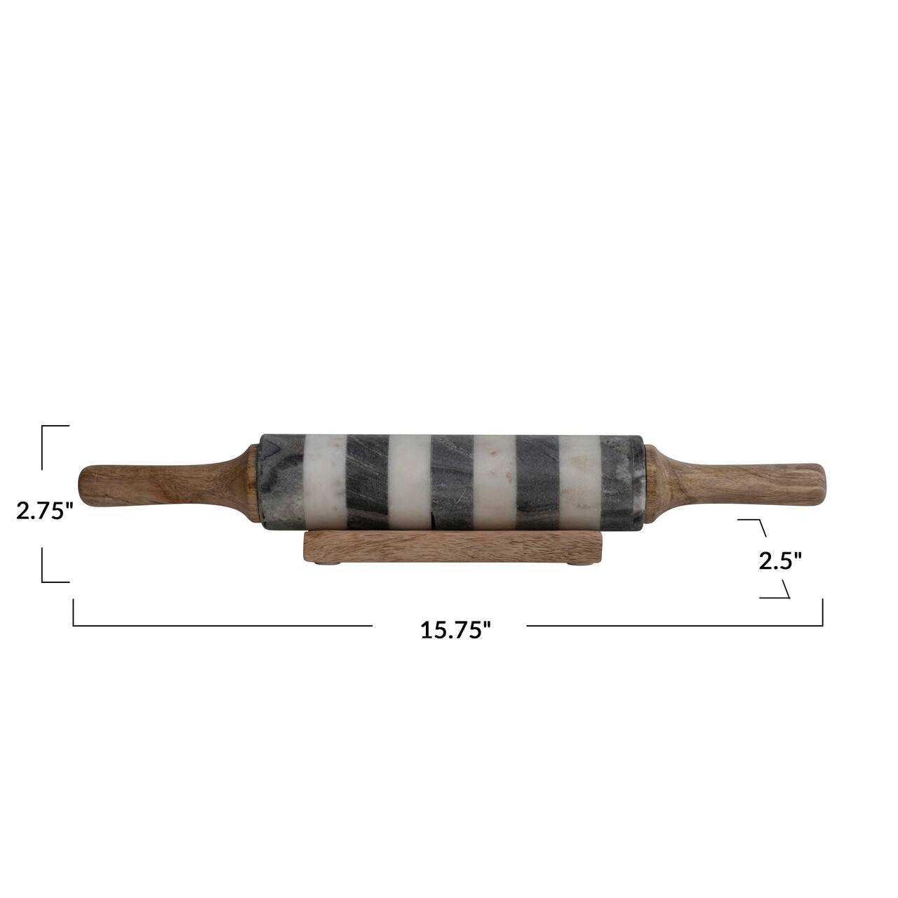 Hello Honey® 16" Striped Marble Rolling Pin with Wood Stand
